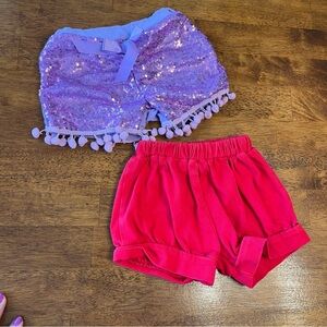 Two girls shorts purple sequin red bubble size 2T